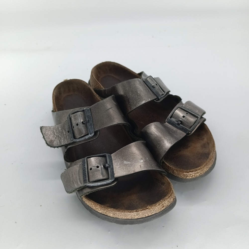 Birkenstock Arizona Silver Metallic Two Strap Sandals Mens 6 Womens 8 EU 39 s7 - Picture 3 of 8